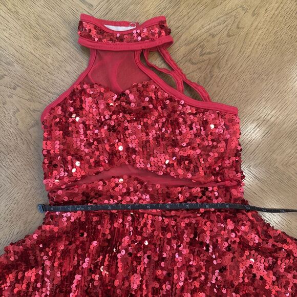 WEISSMAN Dance Costume Red sequin jewel IC Style 8809 - Picture 5 of 5